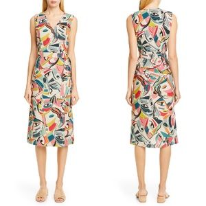 LAFAYETTE 148 Pammie Sleeveless Wrap Dress In Quarry Multi